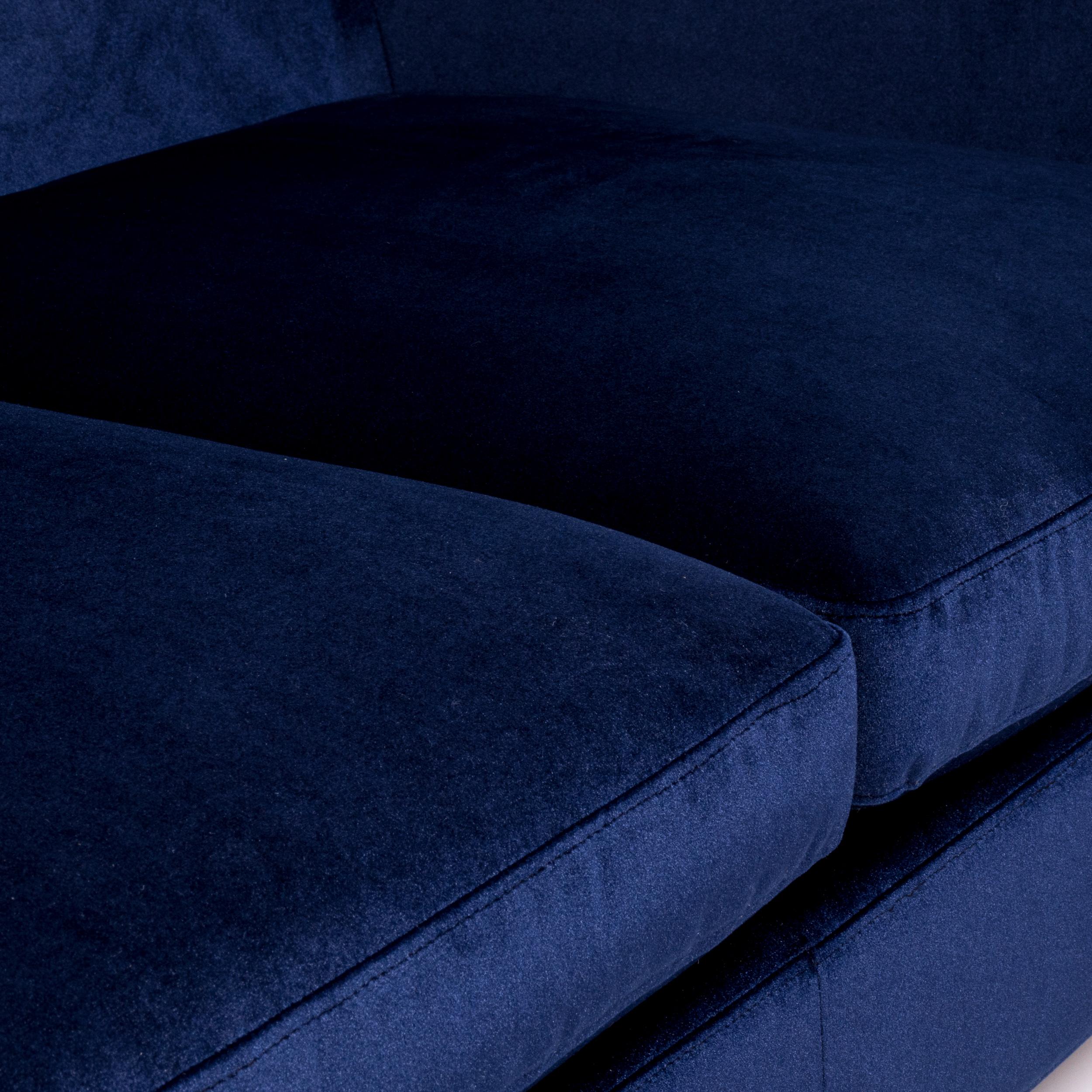 Dubuffet Three-Seat Sofa by Rodolfo Dordoni for Minotti in Deep Blue Velvet 1