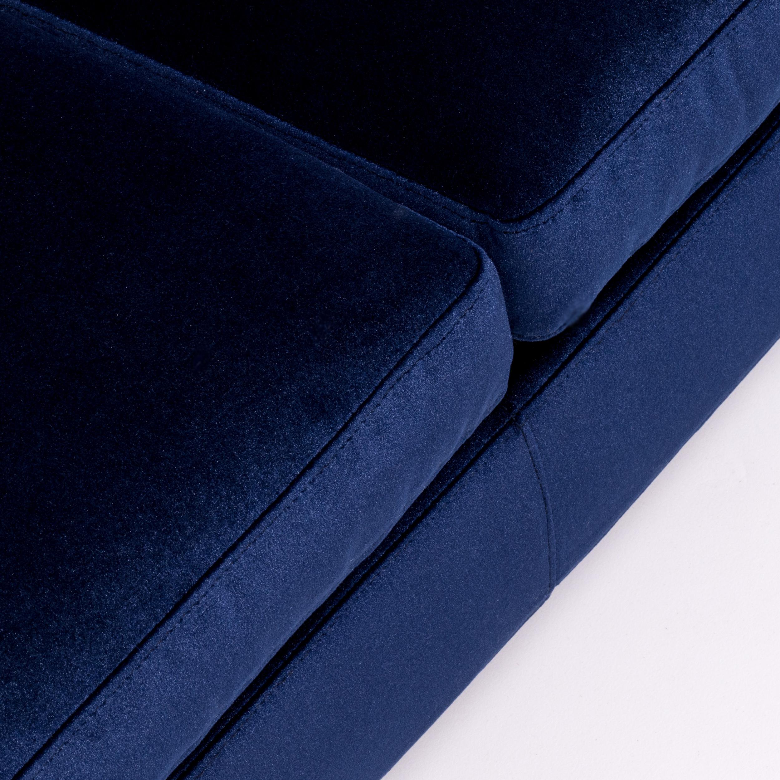 Dubuffet Three-Seat Sofa by Rodolfo Dordoni for Minotti in Deep Blue Velvet 2