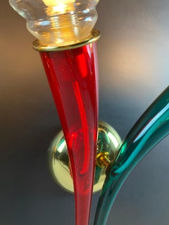 Ducale Hand-Blown Red & Green Murano Glass Sconces by VeArt Italy 1970