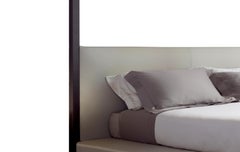 'DUCALE' Super King Size Four-Poster Bed with Wood Frame and Leather Upholstery