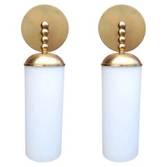 DUCAT pair (2) wall sconces in glass and brass- by Candas Design
