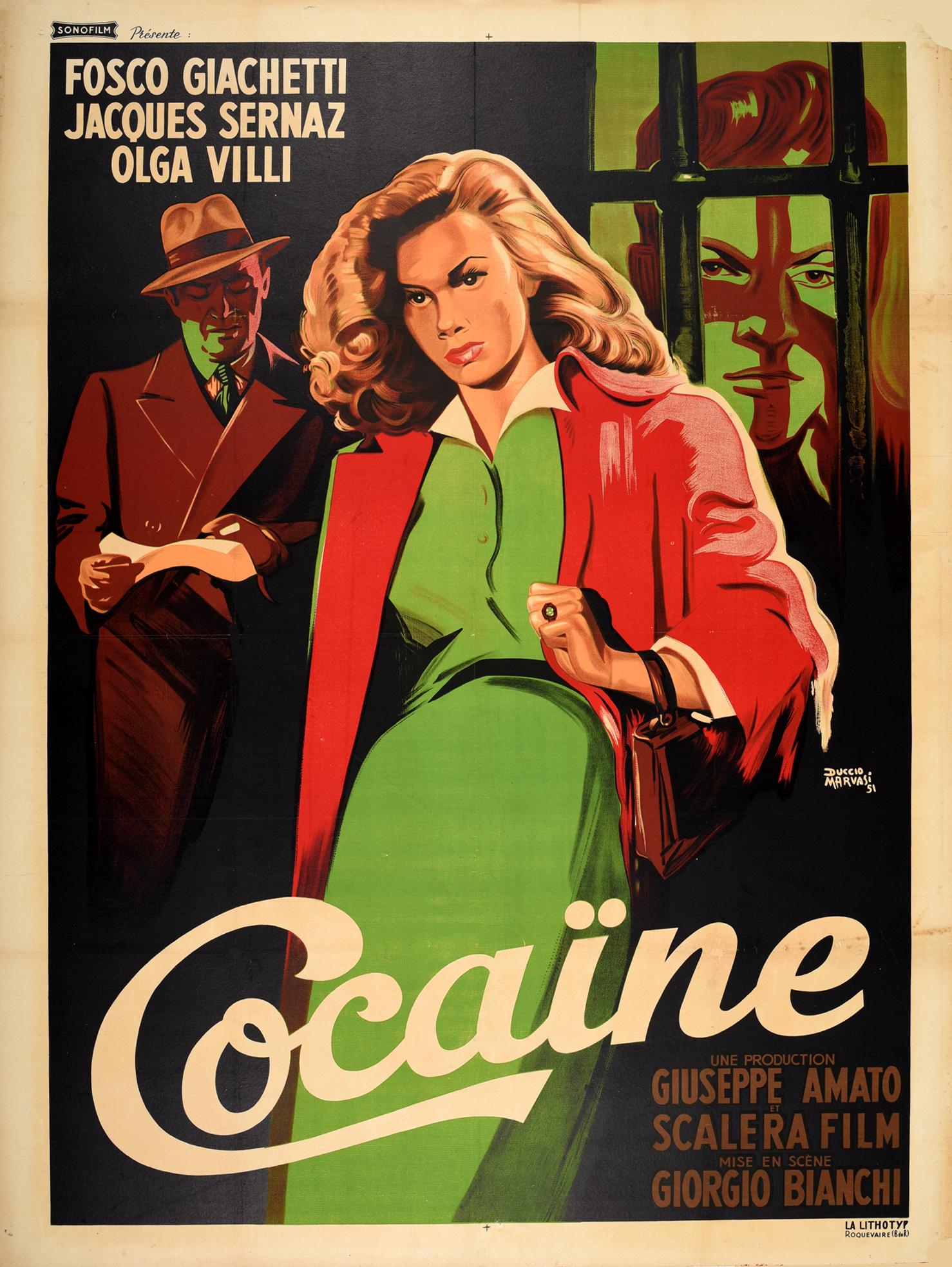 Duccio Marvasi Print - Original Vintage Film Poster For Cocaine French Release Italian Drama Movie Art
