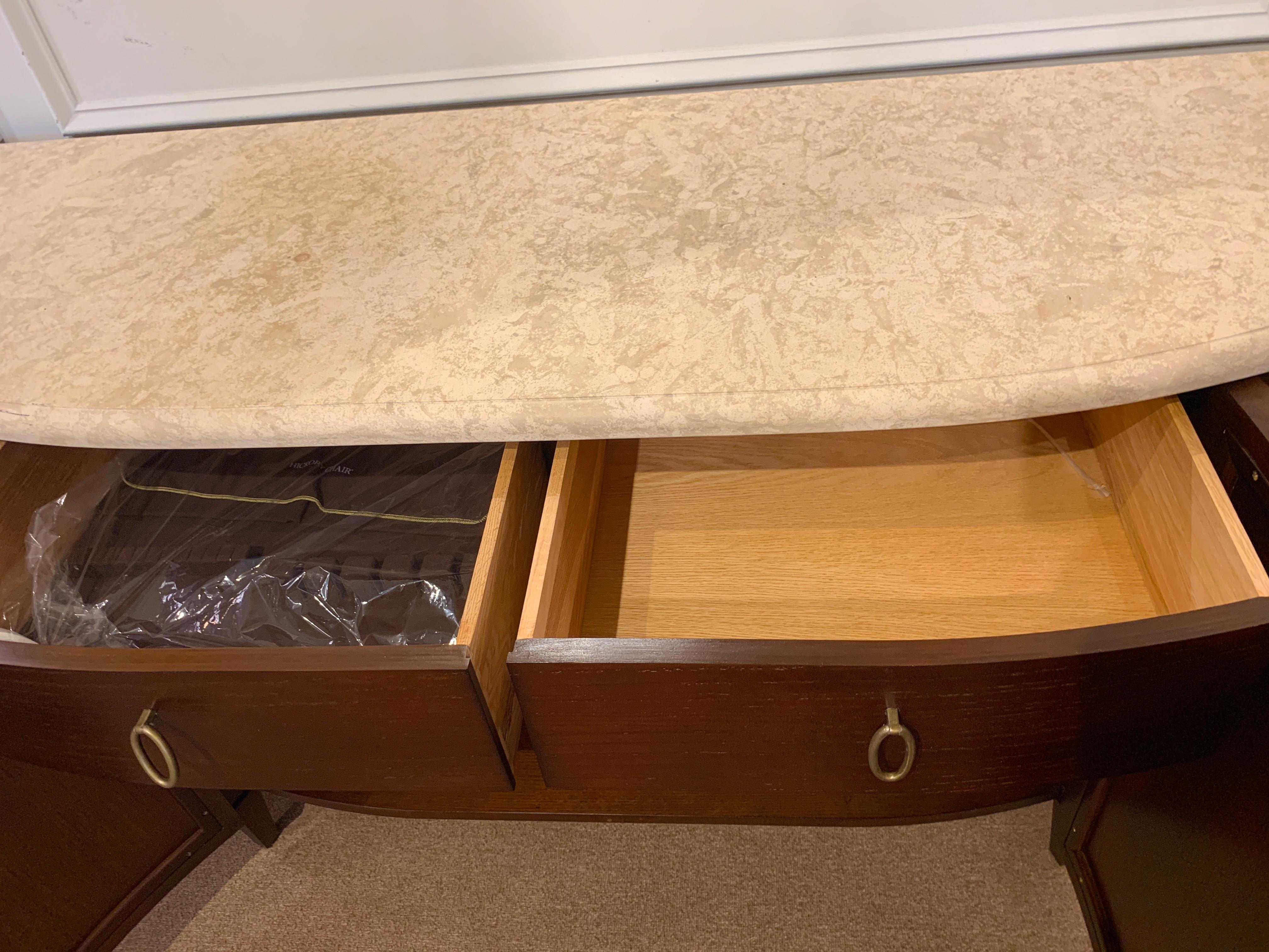 Duchamp Demilune Sideboard with Satillia Marble Top, by Hickory Chair Furniture In Good Condition In Atlanta, GA