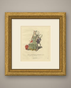 Duchess of Bouillon Seated in 1700, Hand Colored Jefferys Engraving, 1757