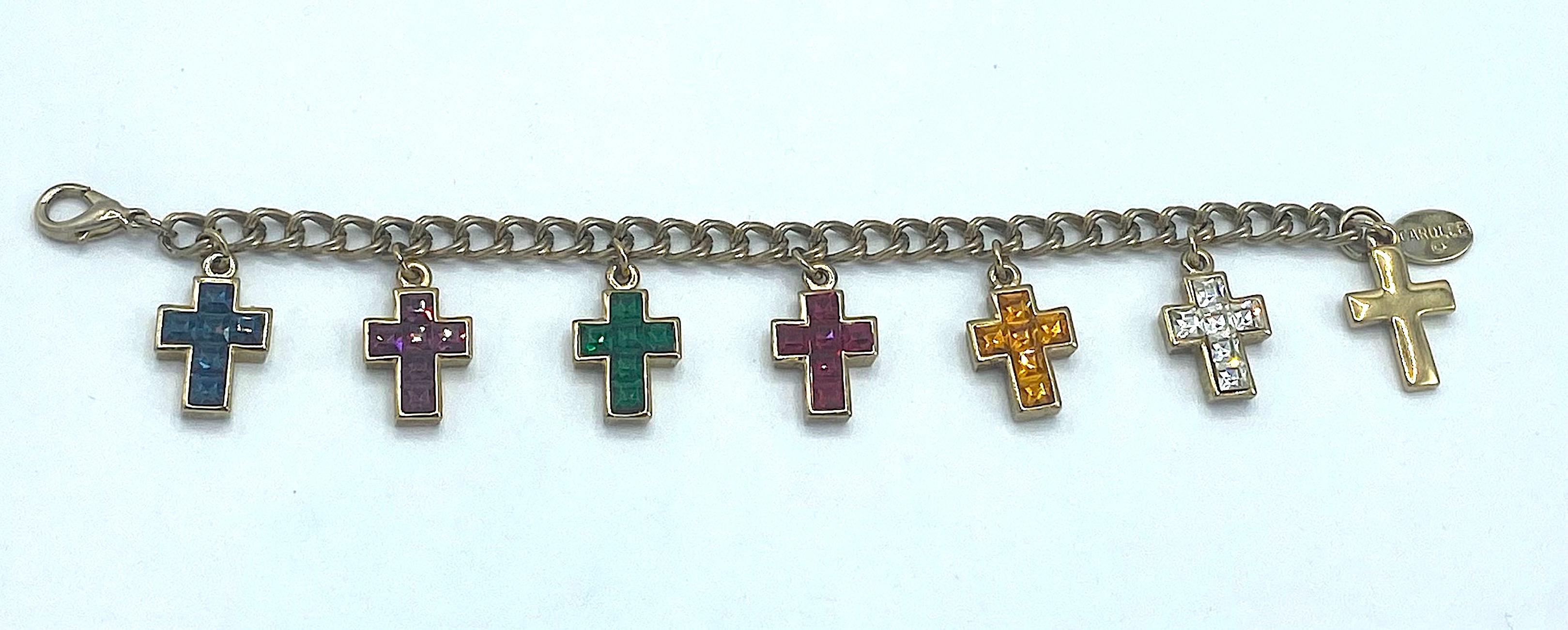 Duchess of Windsor Jeweled Gold Cross Replica Charm Bracelet 4