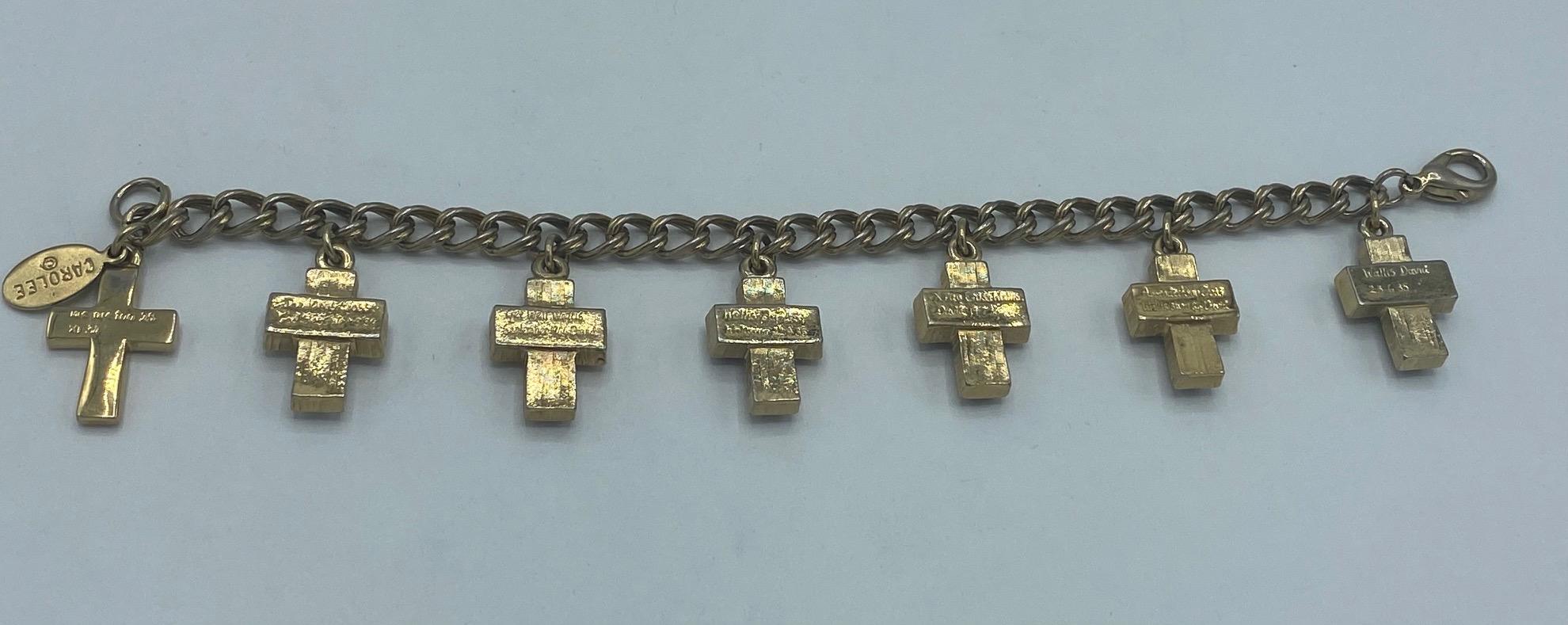 Duchess of Windsor Jeweled Gold Cross Replica Charm Bracelet 5