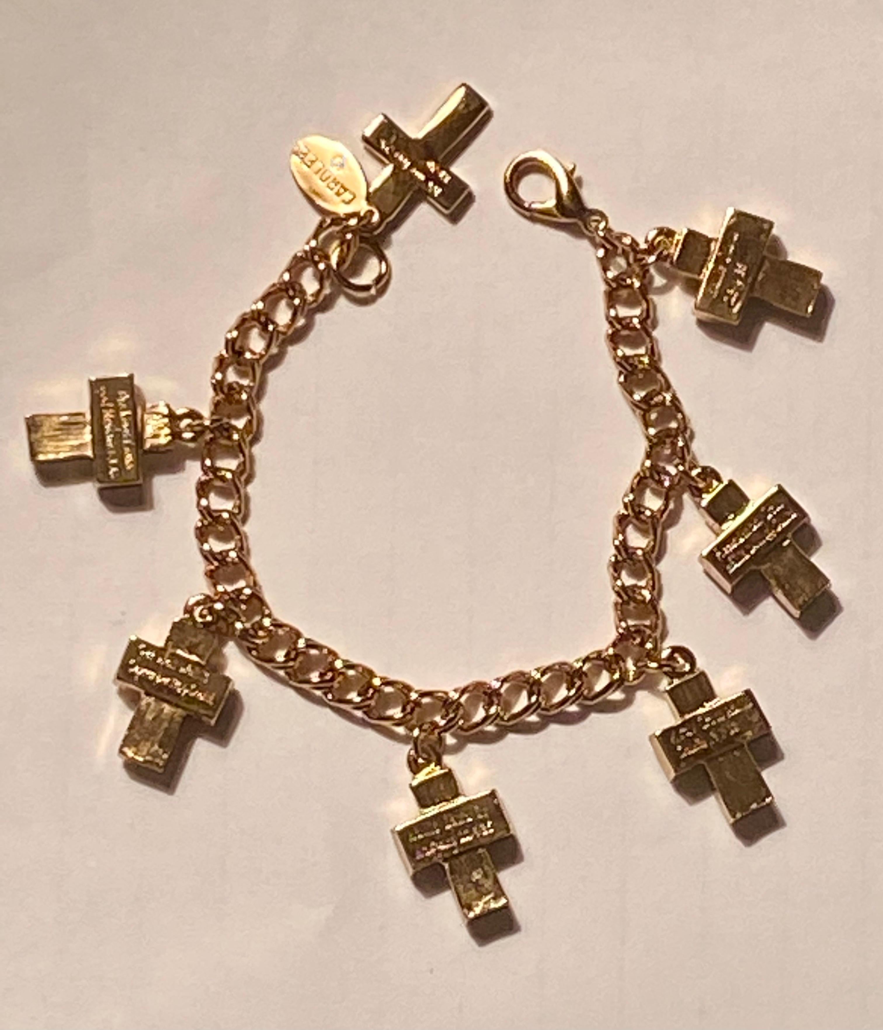 Duchess of Windsor Jeweled Gold Cross Replica Charm Bracelet 12
