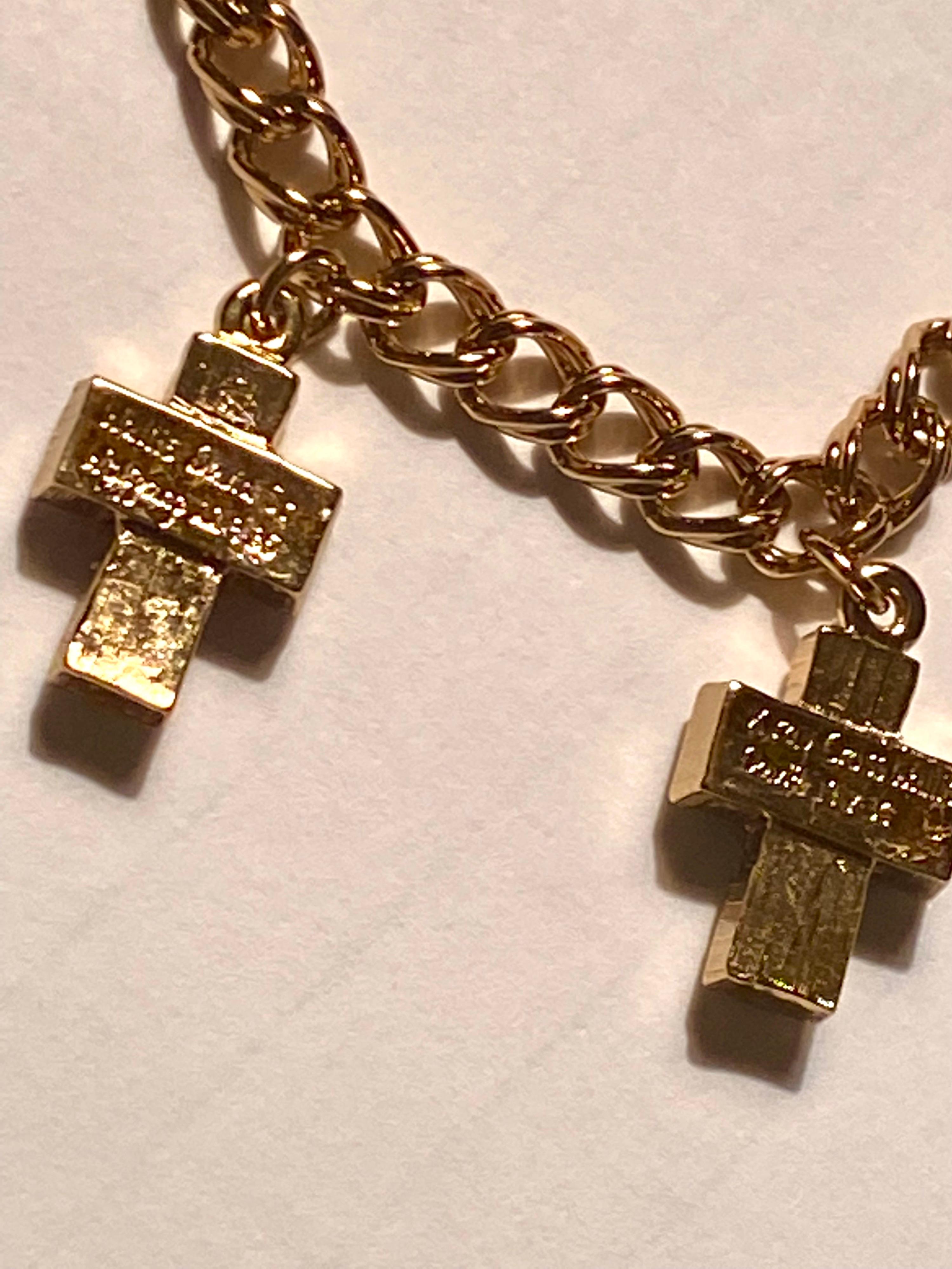 Duchess of Windsor Jeweled Gold Cross Replica Charm Bracelet 13