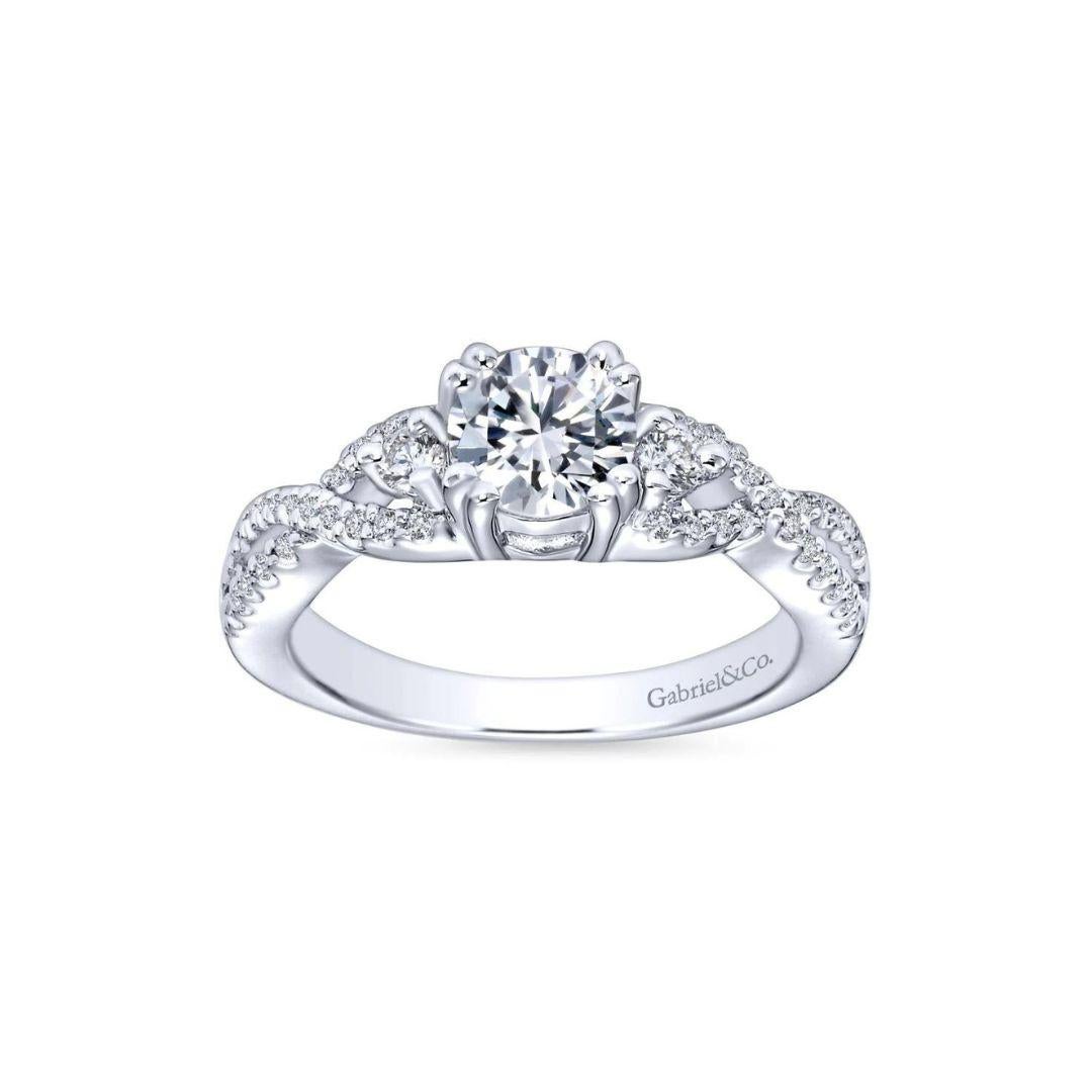 Duchess White Gold Diamond Engagement Mounting In New Condition For Sale In Stamford, CT