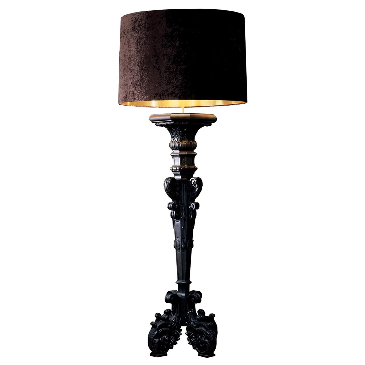 DUCHESSE Baroque Chandelier in Gold and Brown - Shade in Velvet For Sale