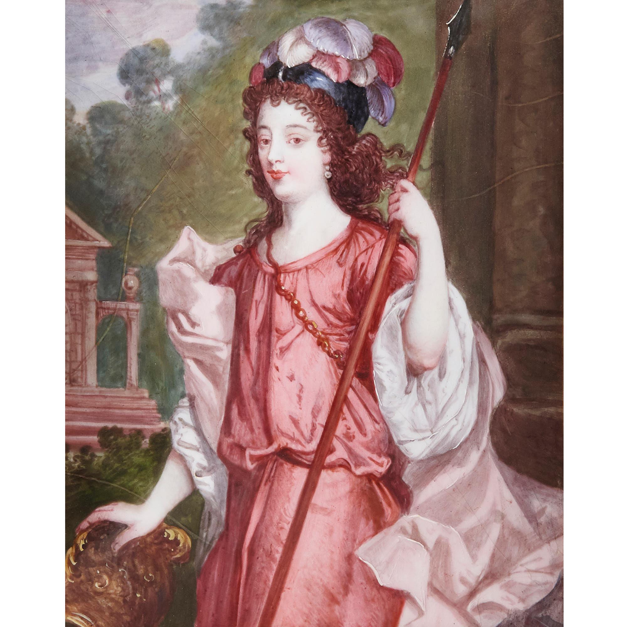 'Duchesse de Richmond' French Limoges enamel portrait plaque
French 19th century
Height 22cm, width 16cm, depth 2cm

This exquisite Limoges enamel plaque is based on a painting of the Duchess of Richmond by the 17th century French artist, Henri