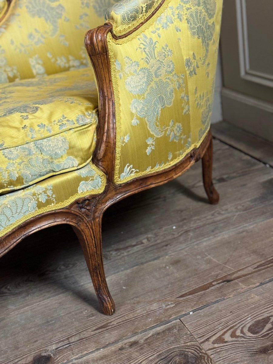 XIXe siècle Chaise longue duchesse de Bateau, Louis XV, soie jaune, 18ème siècle en vente