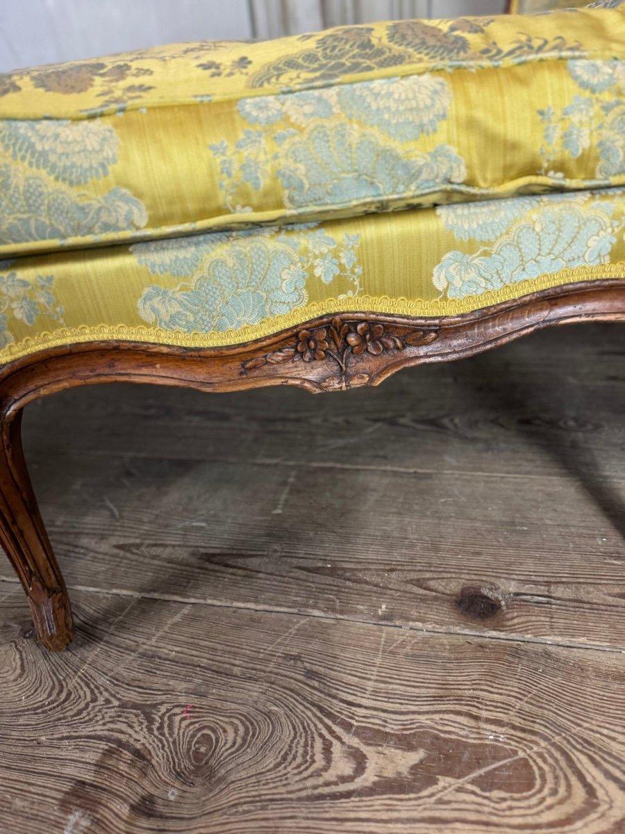 Chaise longue duchesse de Bateau, Louis XV, soie jaune, 18ème siècle en vente 2