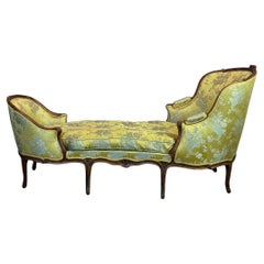 Duchesse En Bateau, Chaise Longue, Louis XV, Yellow silk, 18th century