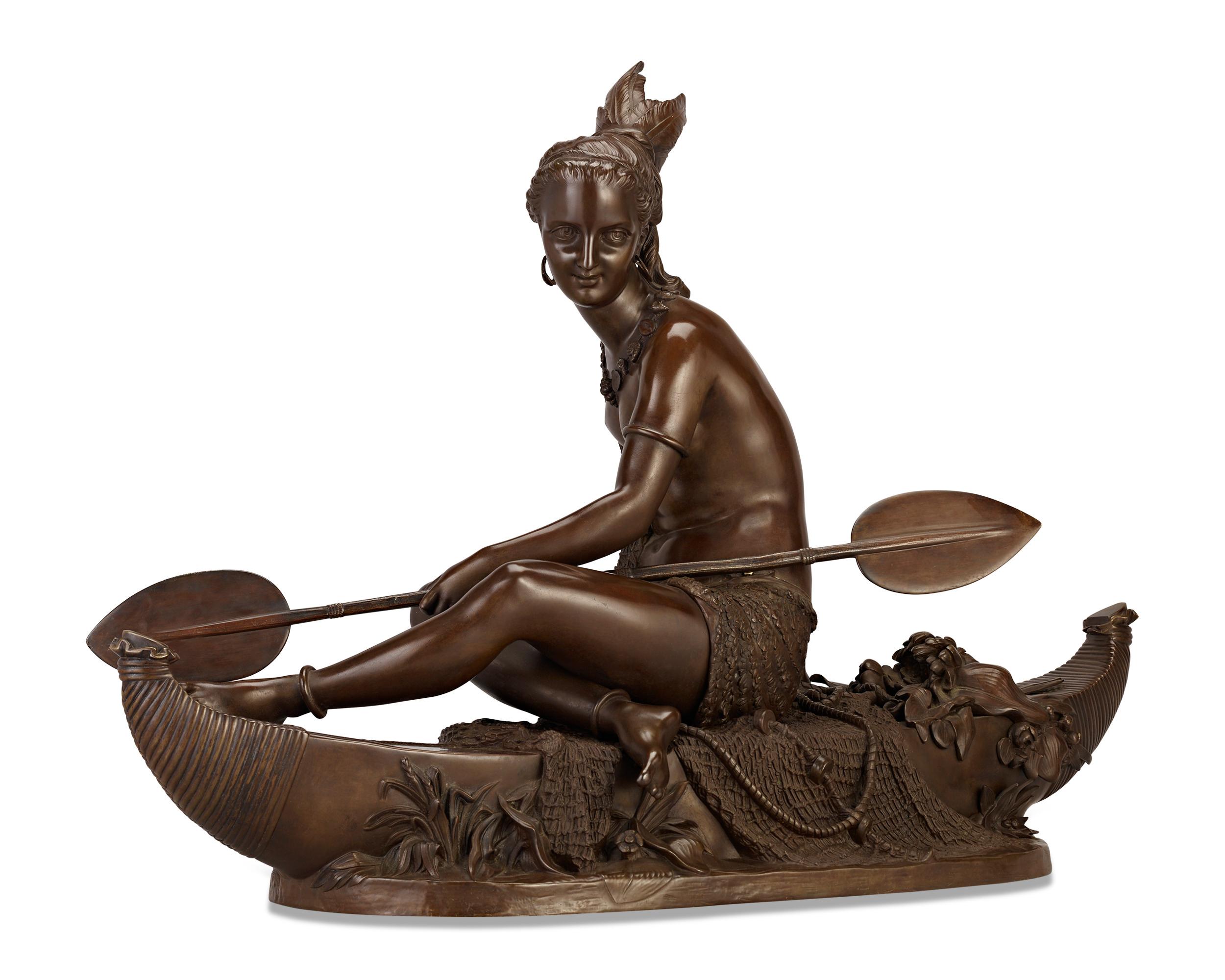 Duchoiselle
1801-1900  Francés

La Pêche
(Alegoría de la pesca)

Bronce con pátina marrón y parcela dorada
Firmado "Duchoiselle"

Esta notable figura de bronce se distingue por su extraordinaria ejecución y su excepcional nivel de detalle. Tema