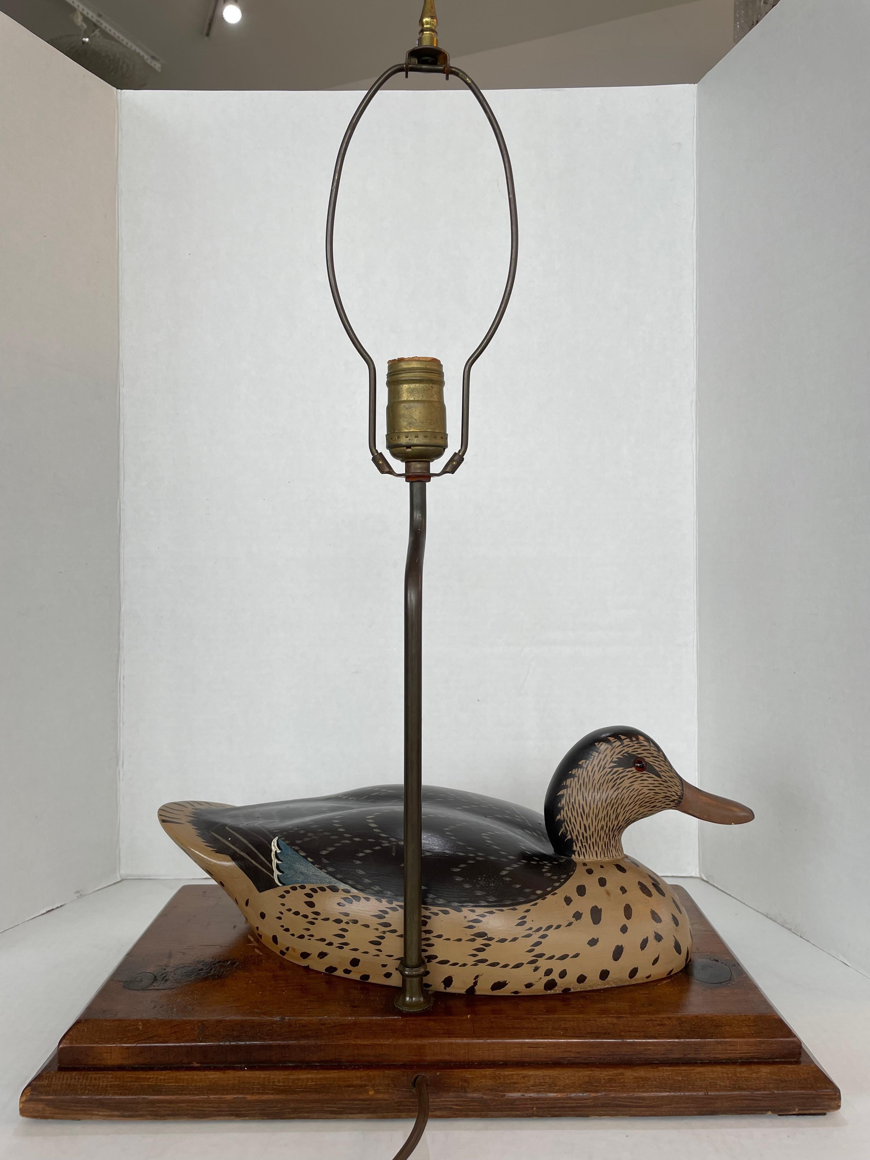 Patinated Duck Decoy Table Lamp For Sale
