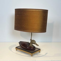 Duck' Desk Lamp Wood Metal and Brass De Stijl Edition, 1970s