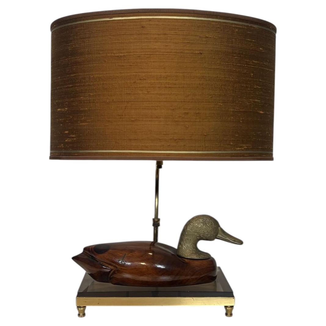 Duck' Desk Lamp Wood Metal and Brass De Stijl Edition, 1970s