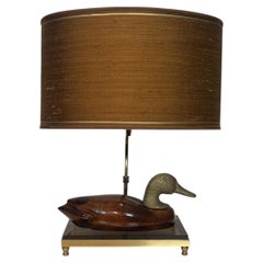 Duck' Desk Lamp Wood Metal and Brass De Stijl Edition, 1970s