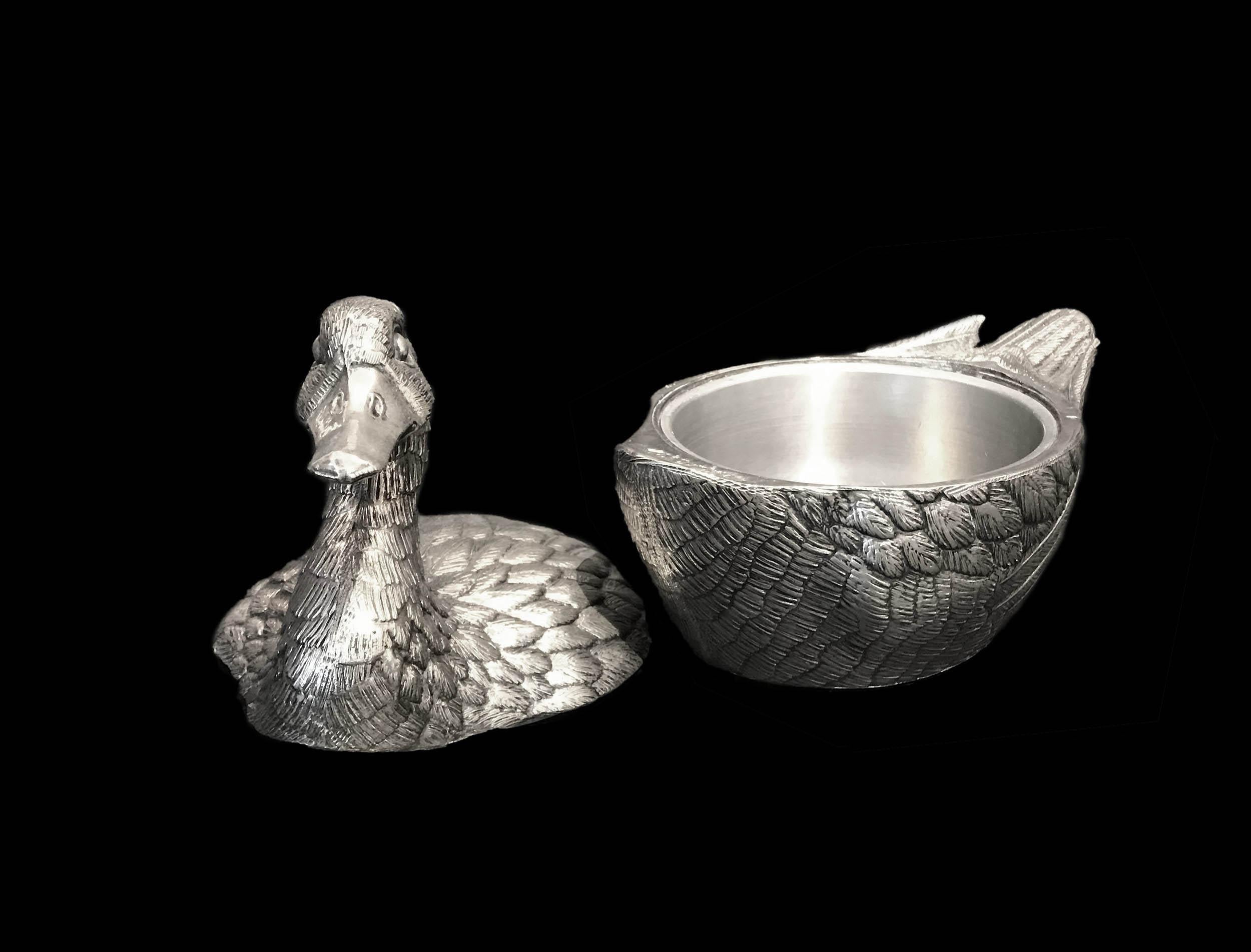 Cast Duck Ice Bucket Designed by Mauro Manetti, Silver Plated, circa 1960 For Sale