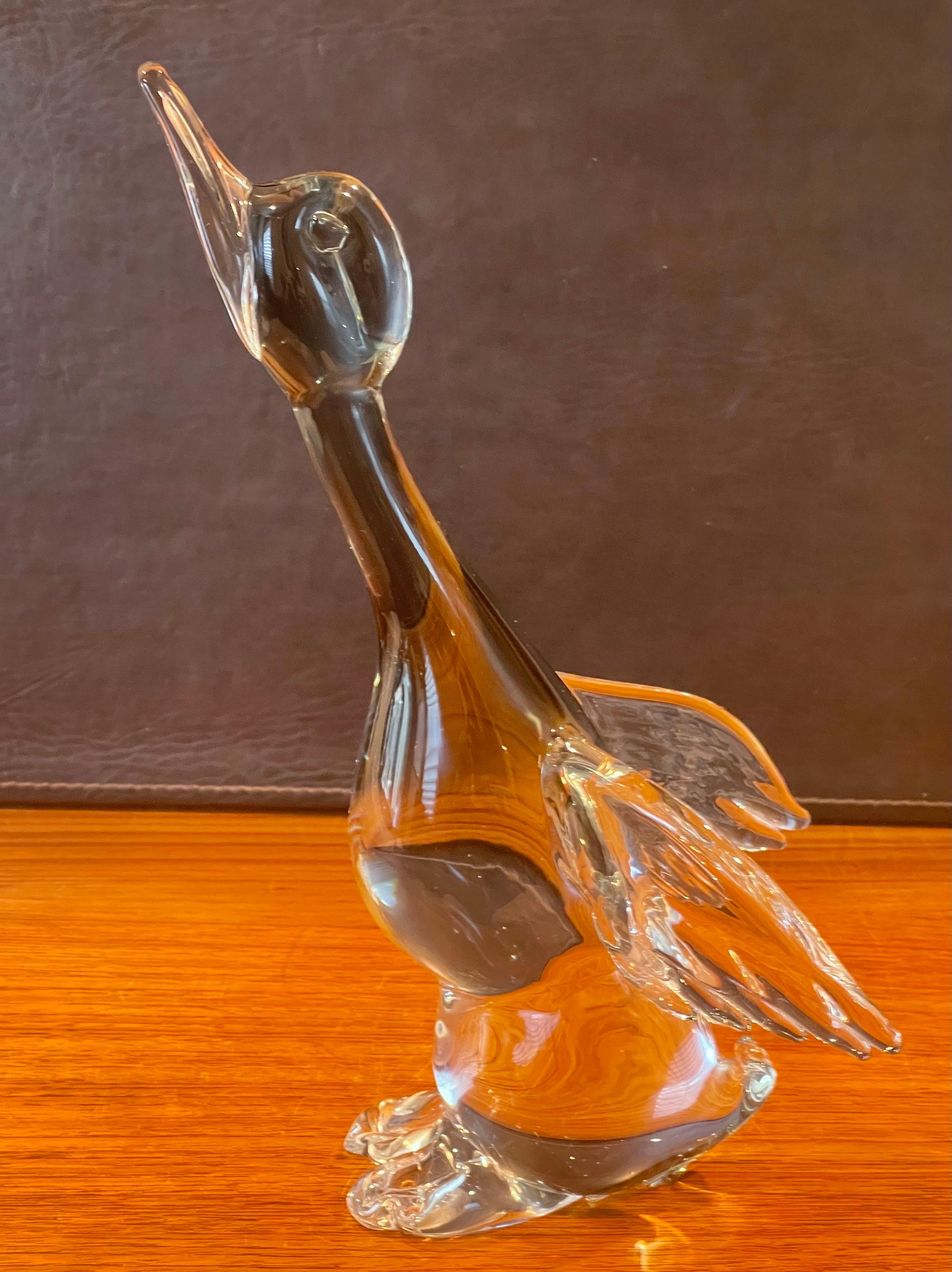 Duck in Flight Art Glass Sculpture by Murano Glass For Sale 9