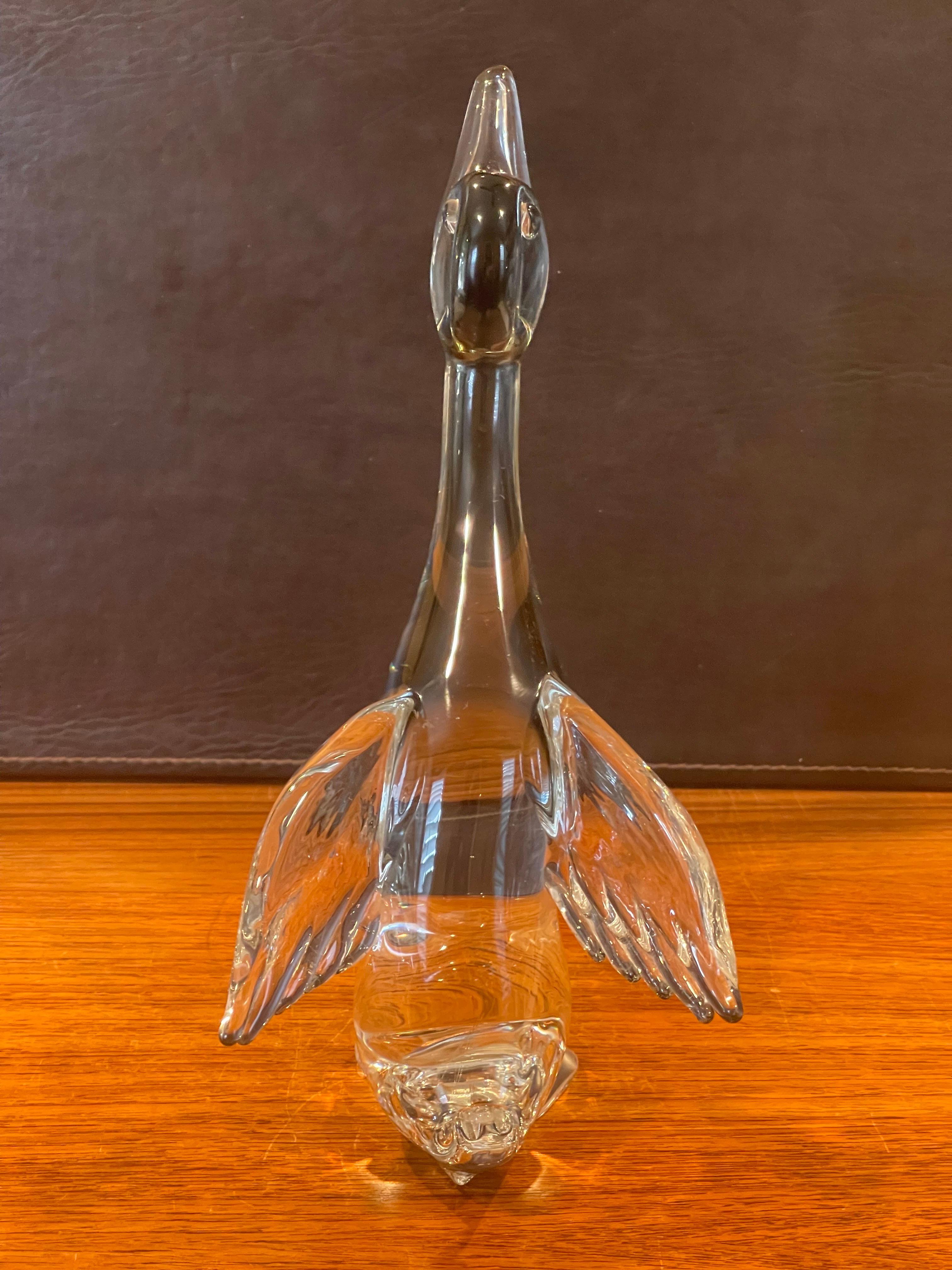 Italian Duck in Flight Art Glass Sculpture by Murano Glass For Sale