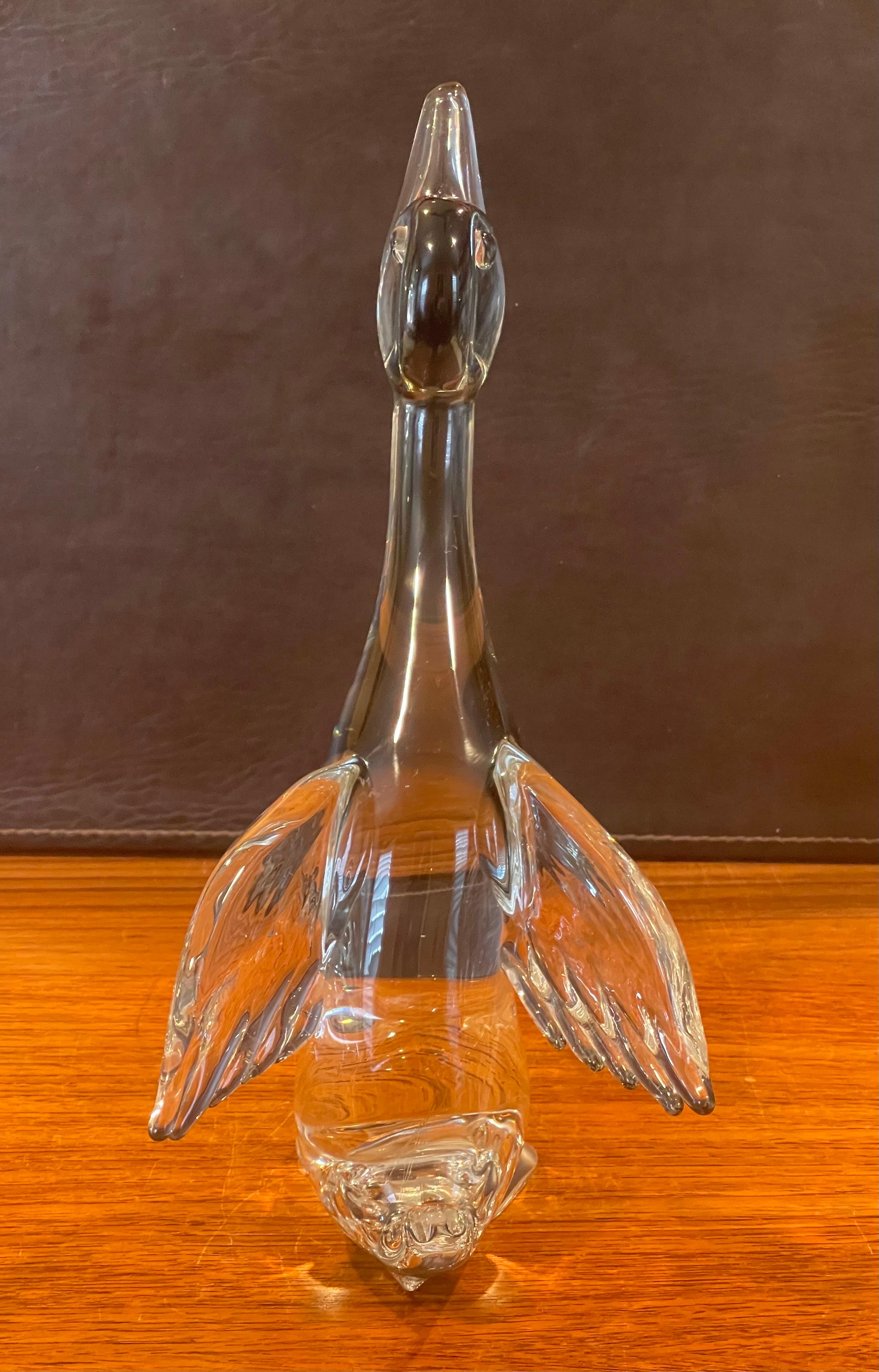 20th Century Duck in Flight Art Glass Sculpture by Murano Glass For Sale