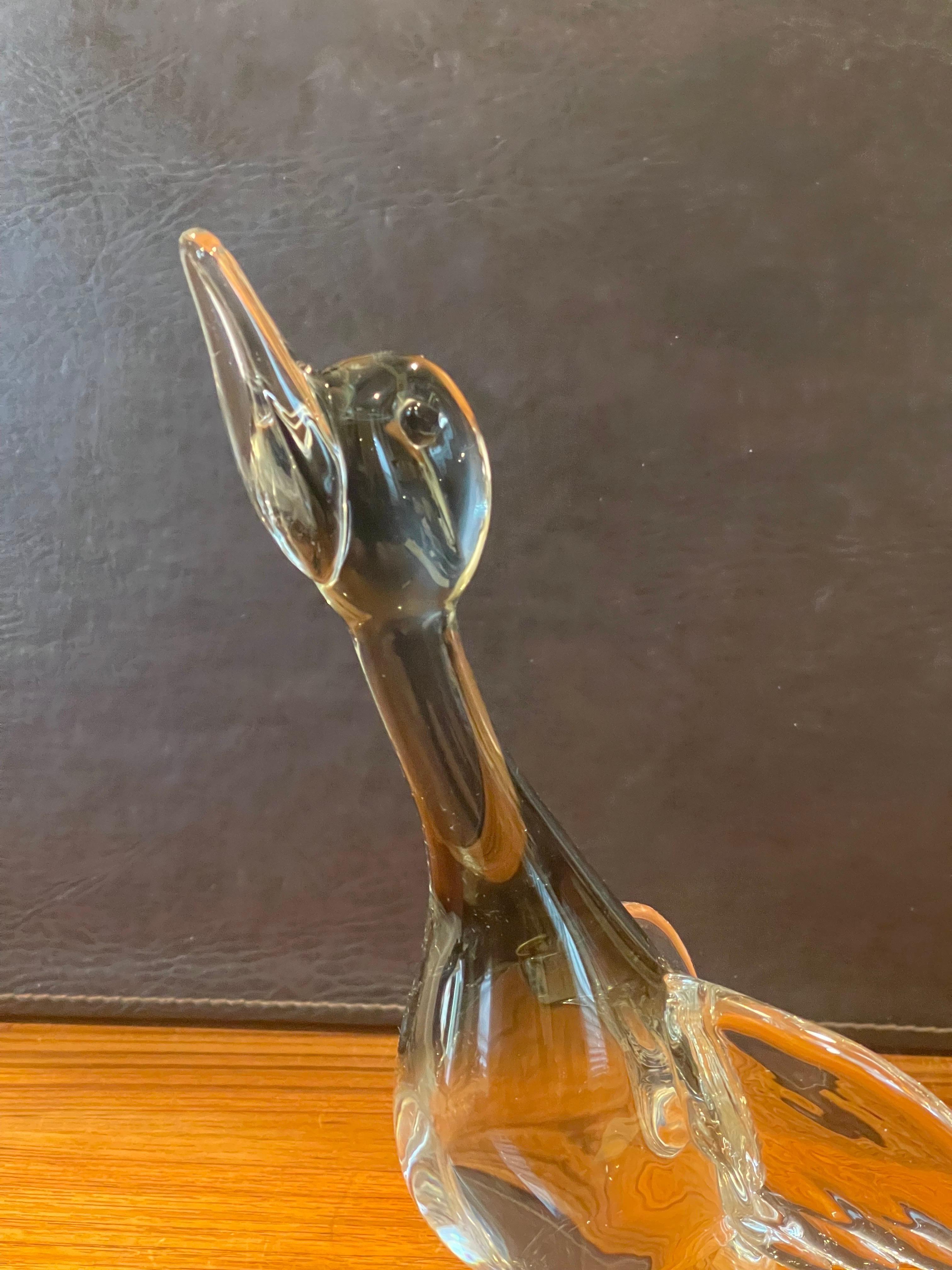 Duck in Flight Art Glass Sculpture by Murano Glass For Sale 3