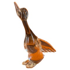 Duck in Flight Art Glass Sculpture by Murano Glass