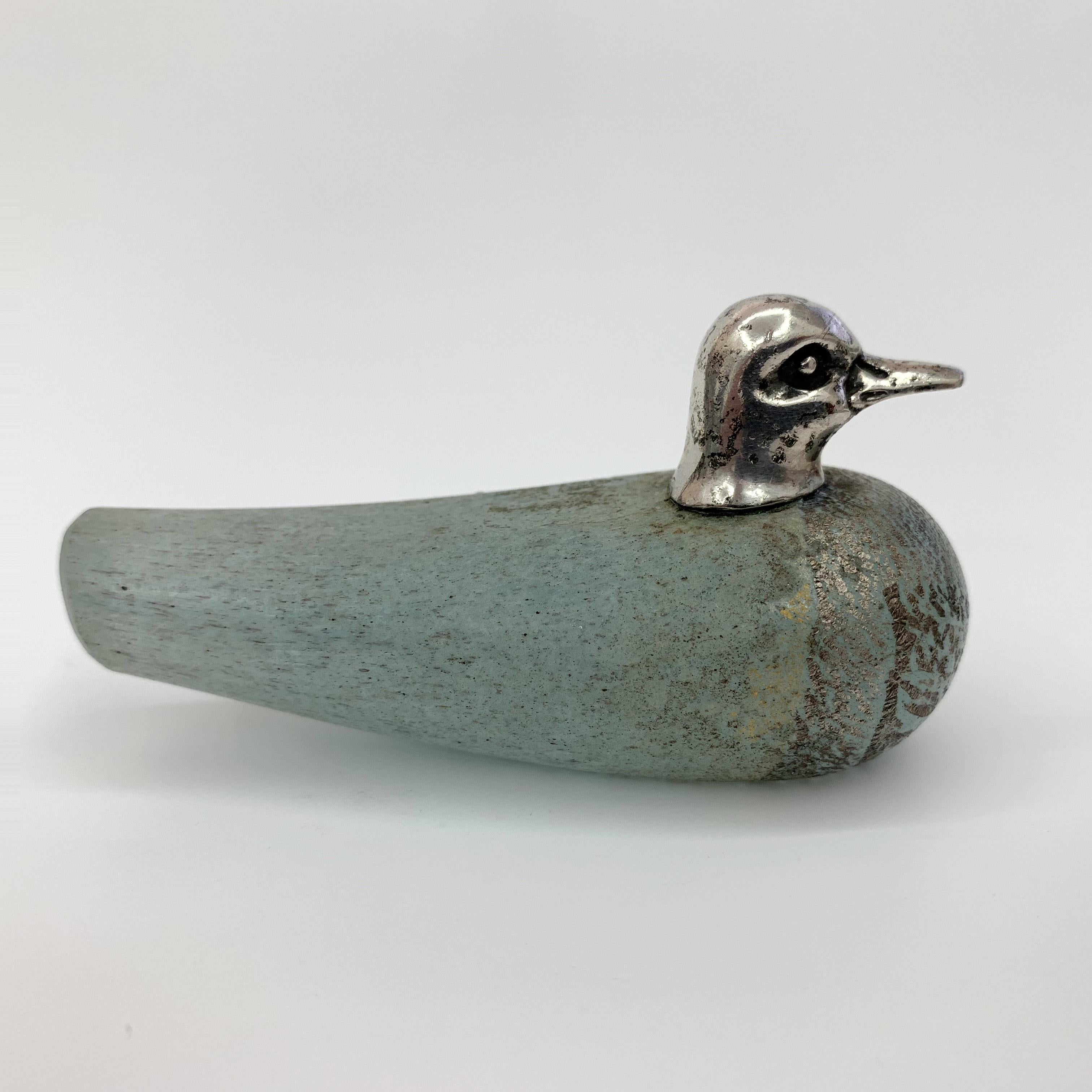 Duck, Murano Vetri Signed, Glass and Silver, Italy, 1970s Ornament 2