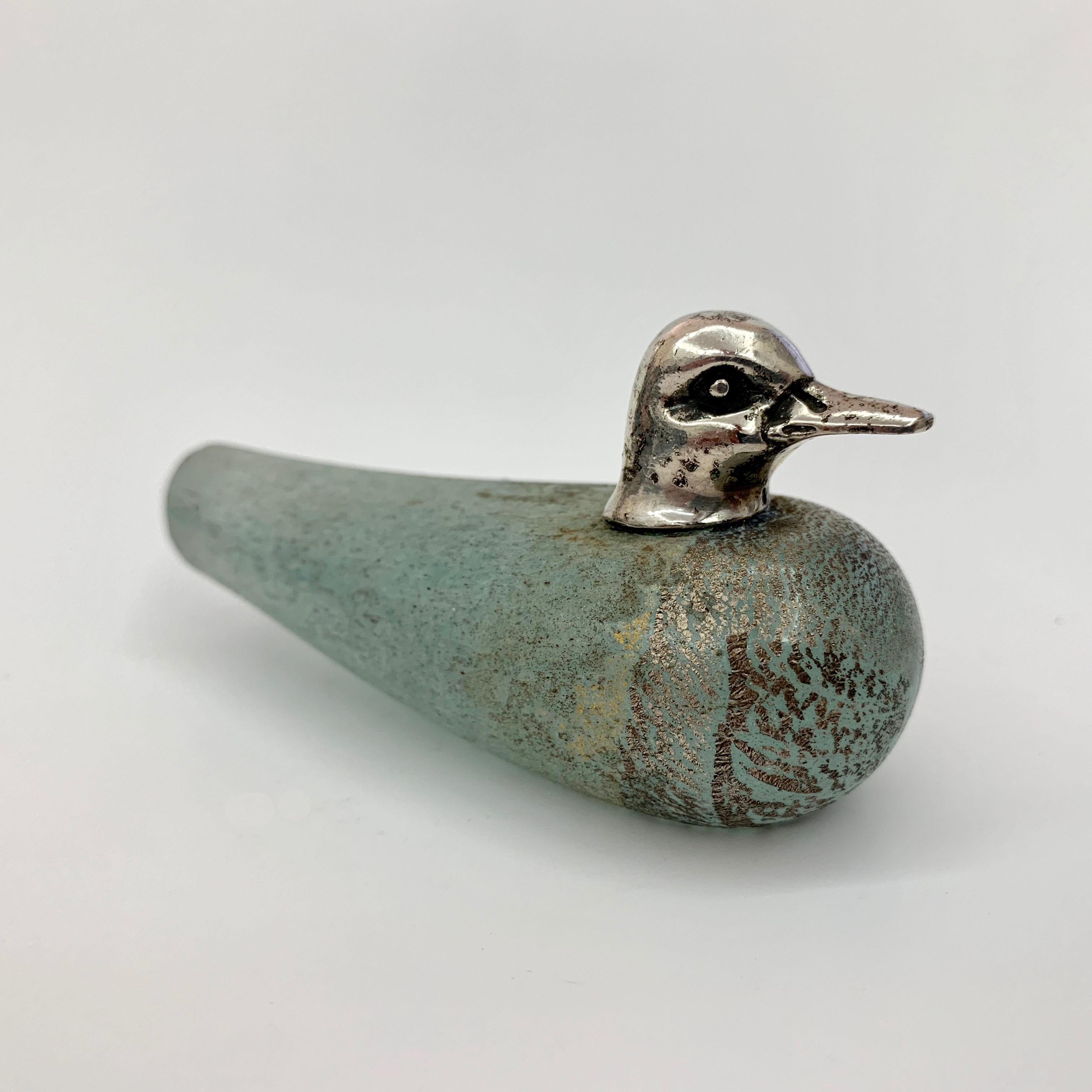 Duck, Murano Vetri Signed, Glass and Silver, Italy, 1970s Ornament 3