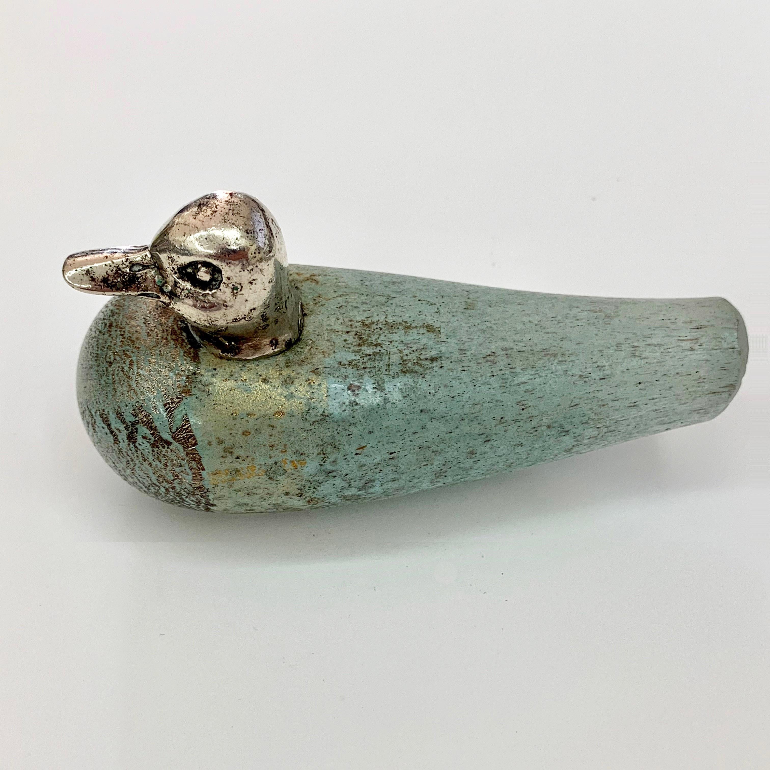 Duck, Murano Vetri Signed, Glass and Silver, Italy, 1970s Ornament In Good Condition In Roma, IT