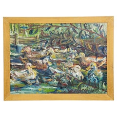 Stagno delle anatre a Taufkirchen, 1975 - Pittura a olio di Alexander Michael