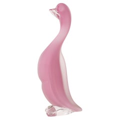 Duck Sculpture silky Pink Murano glass original vintage, made in Italy in stock