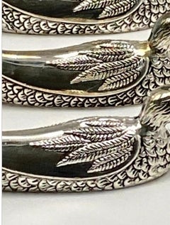 Duck-Shaped Knife Rests, in Silver Plated Metal, France 1970, Set of 6