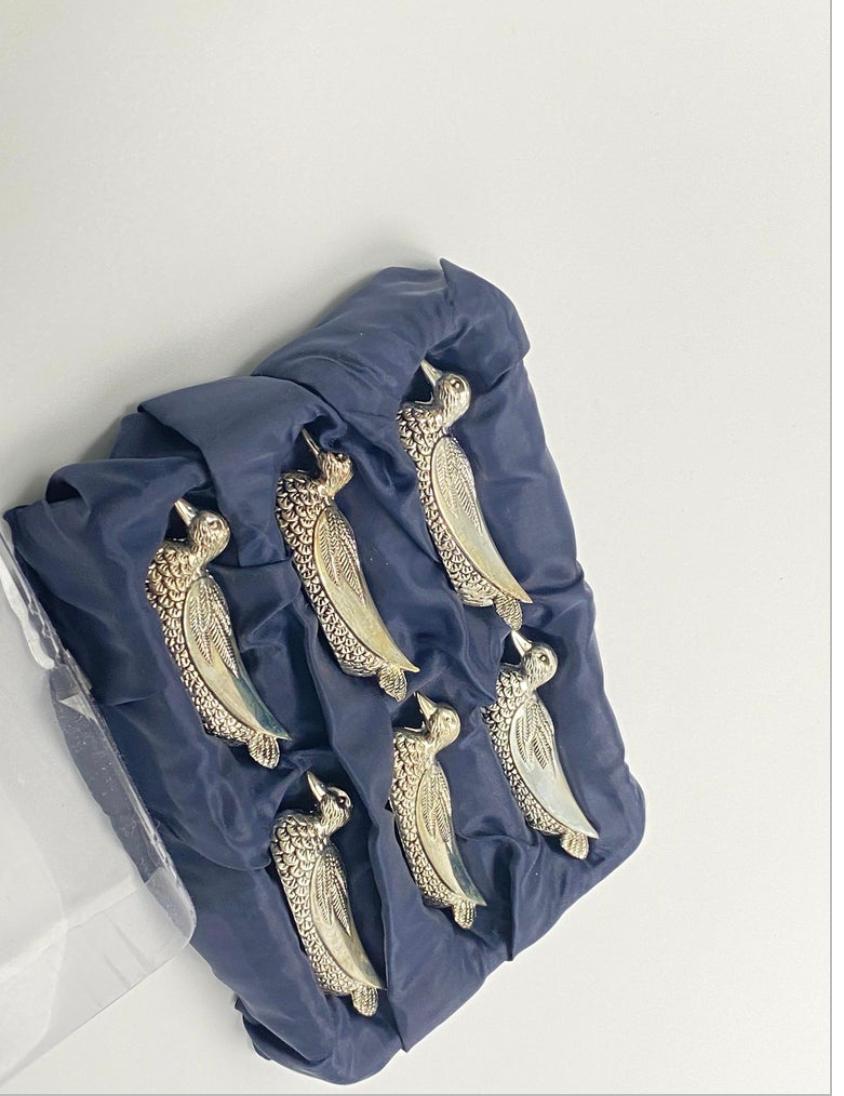 Late 20th Century Duck-Shaped Knife Rests, in Silver Plated Metal, France 1970, Set of 6