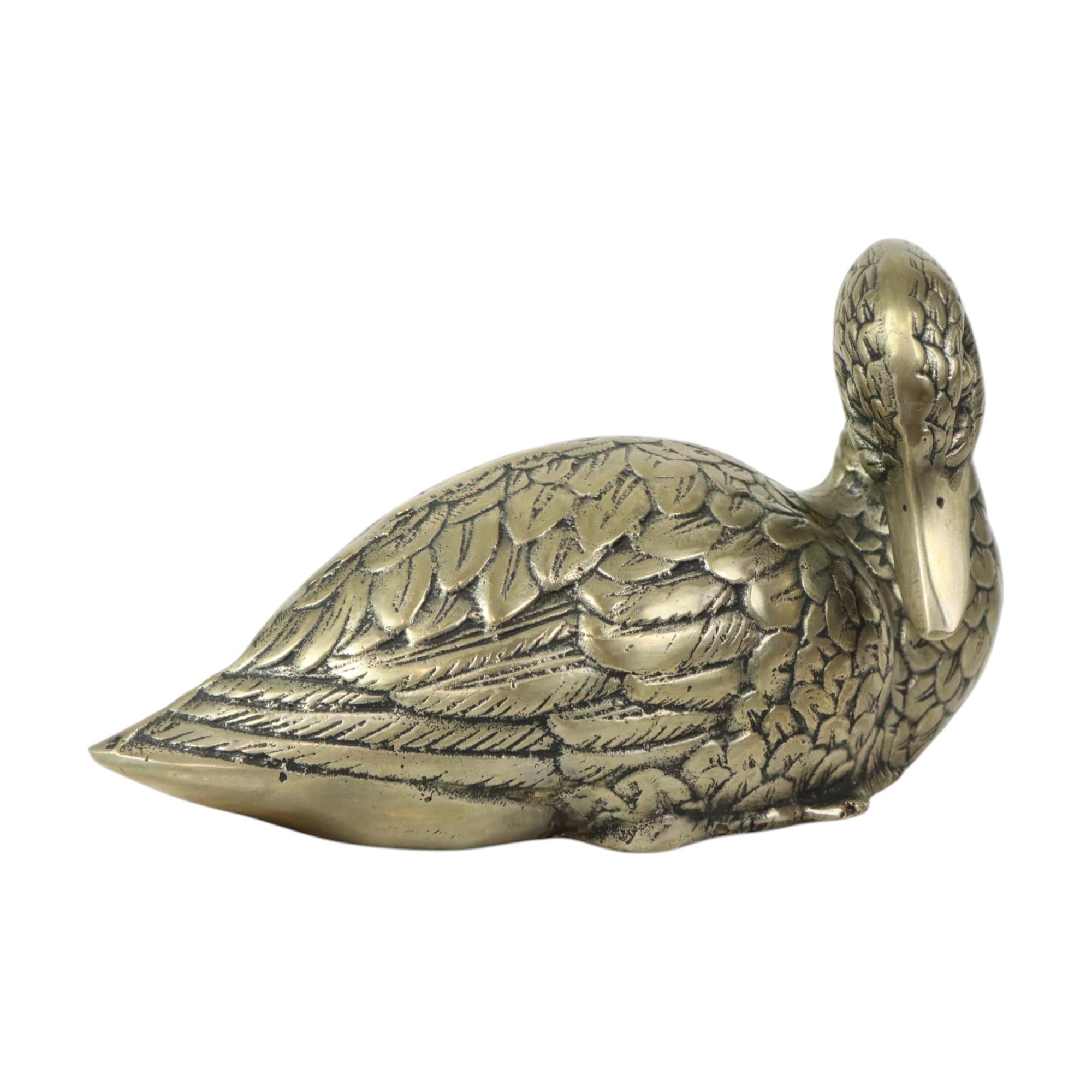 European Duck Statue Silver Plated Brass Mauro Manetti Style Sculpture For Sale