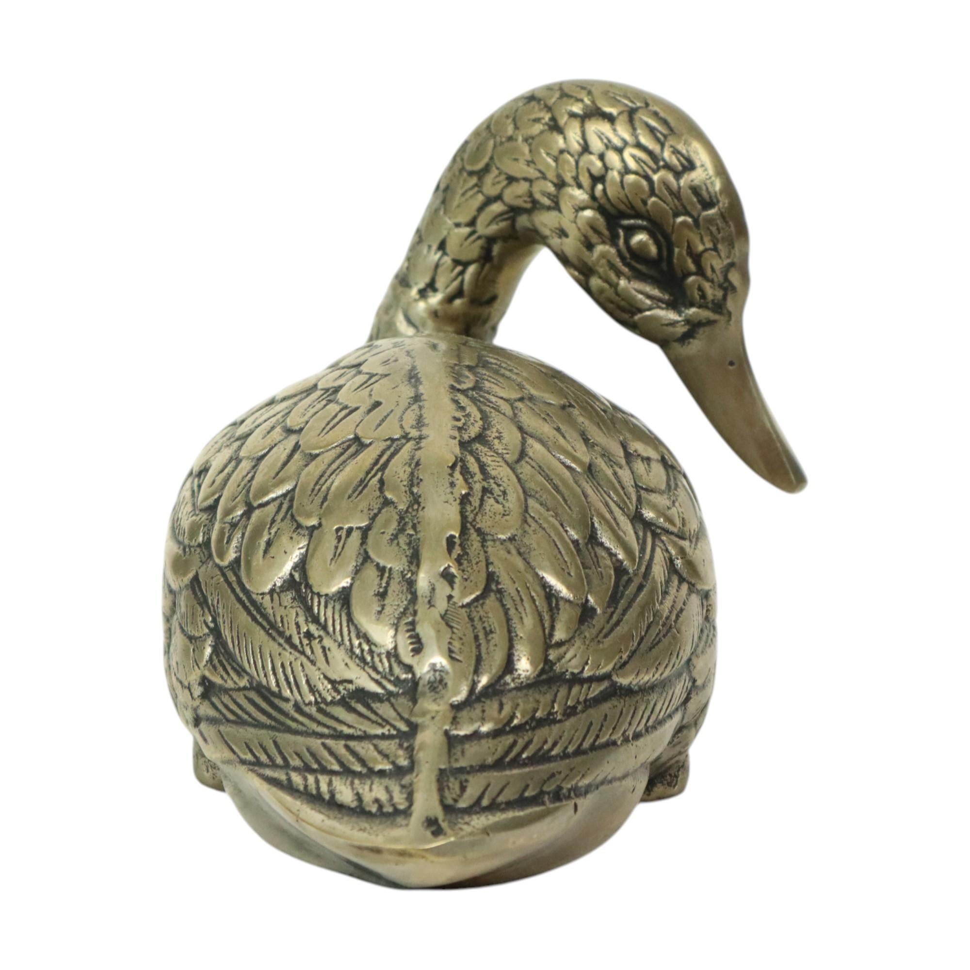 Duck Statue Silver Plated Brass Mauro Manetti Style Sculpture In Good Condition For Sale In Poperinge, BE