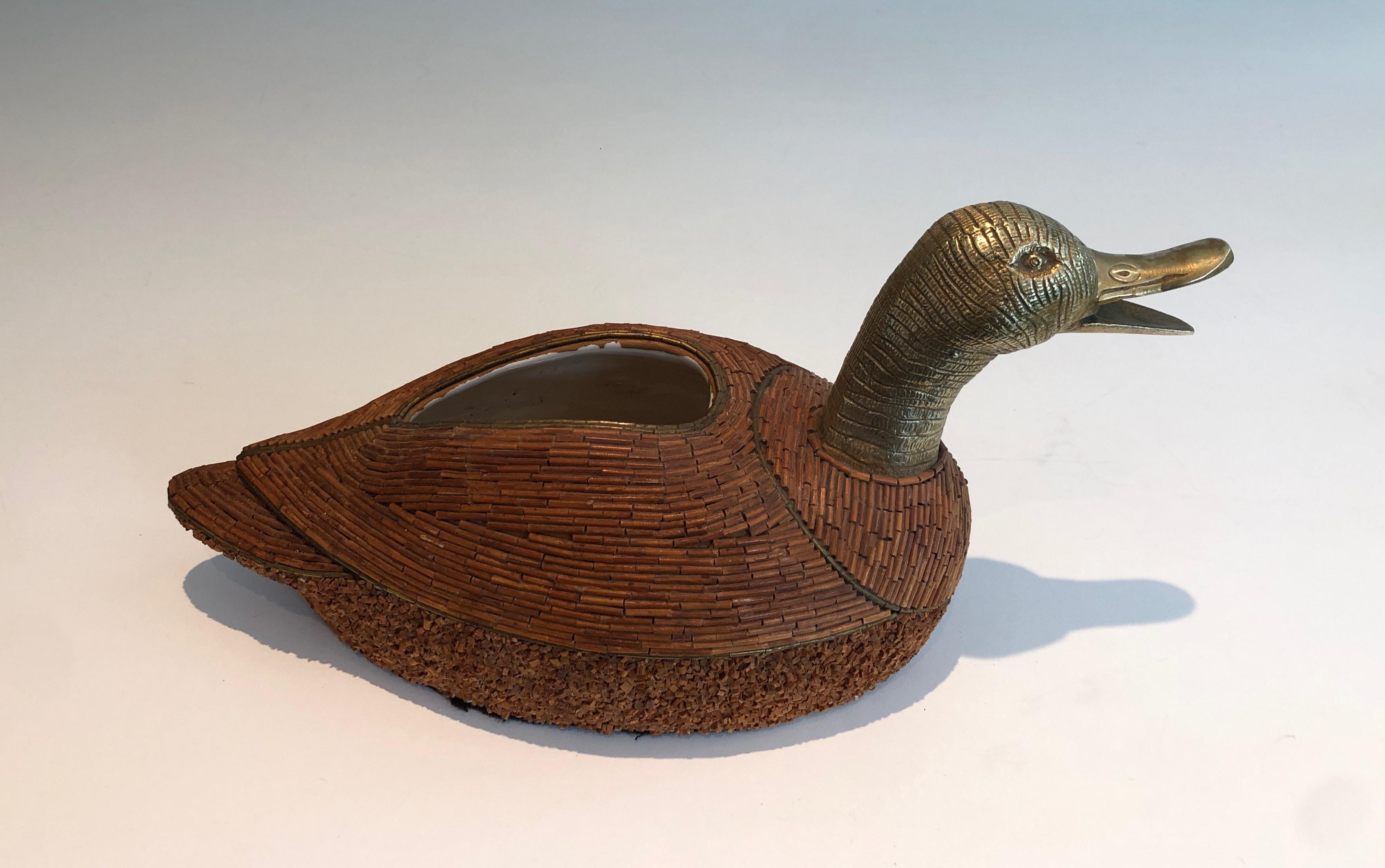 Duck Vide-Poche in Ceramic and Brass. Circa 1970 For Sale 7