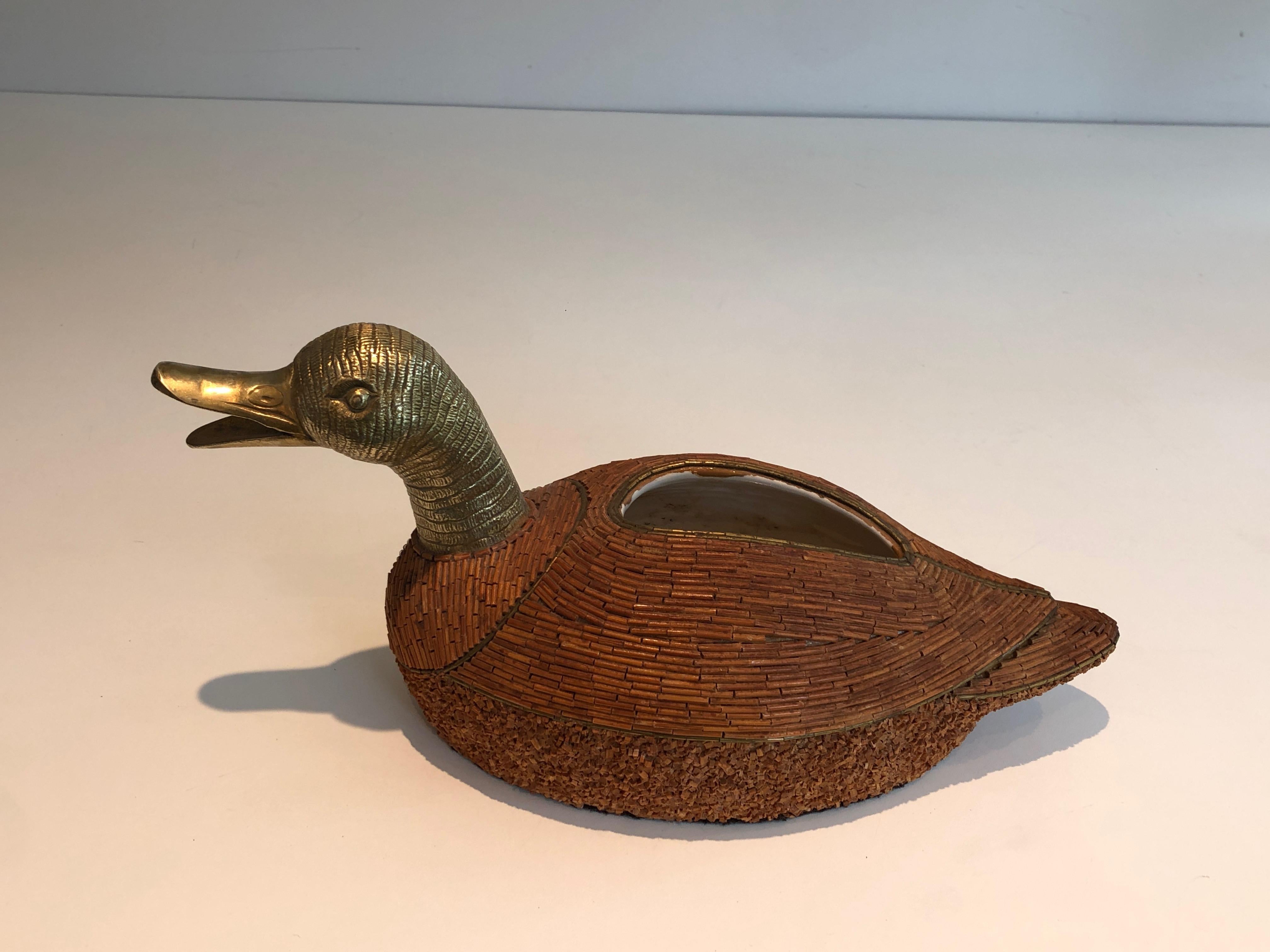 Duck Vide-Poche in Ceramic and Brass. Circa 1970 For Sale 8