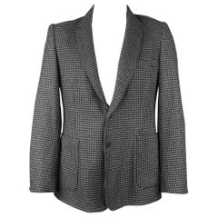 DUCKIE BROWN Size 44 Gray & Black Houndstooth Wool Blend Sport Coat