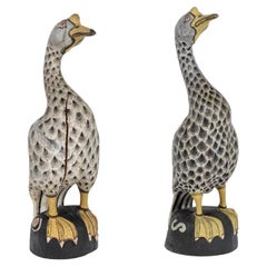 Vintage Ducks in Carved and Lacquered Wood, 1950s