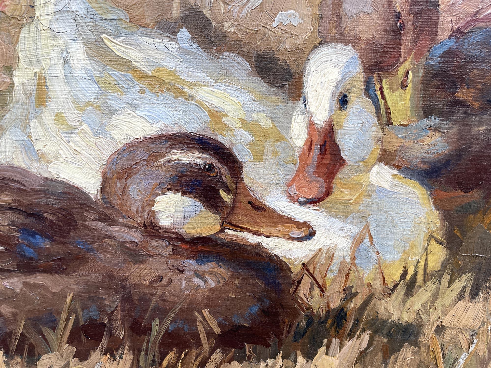 Ducks Oil on Canvas Painting by Keller-Kühne Josef  Woldemar For Sale 4