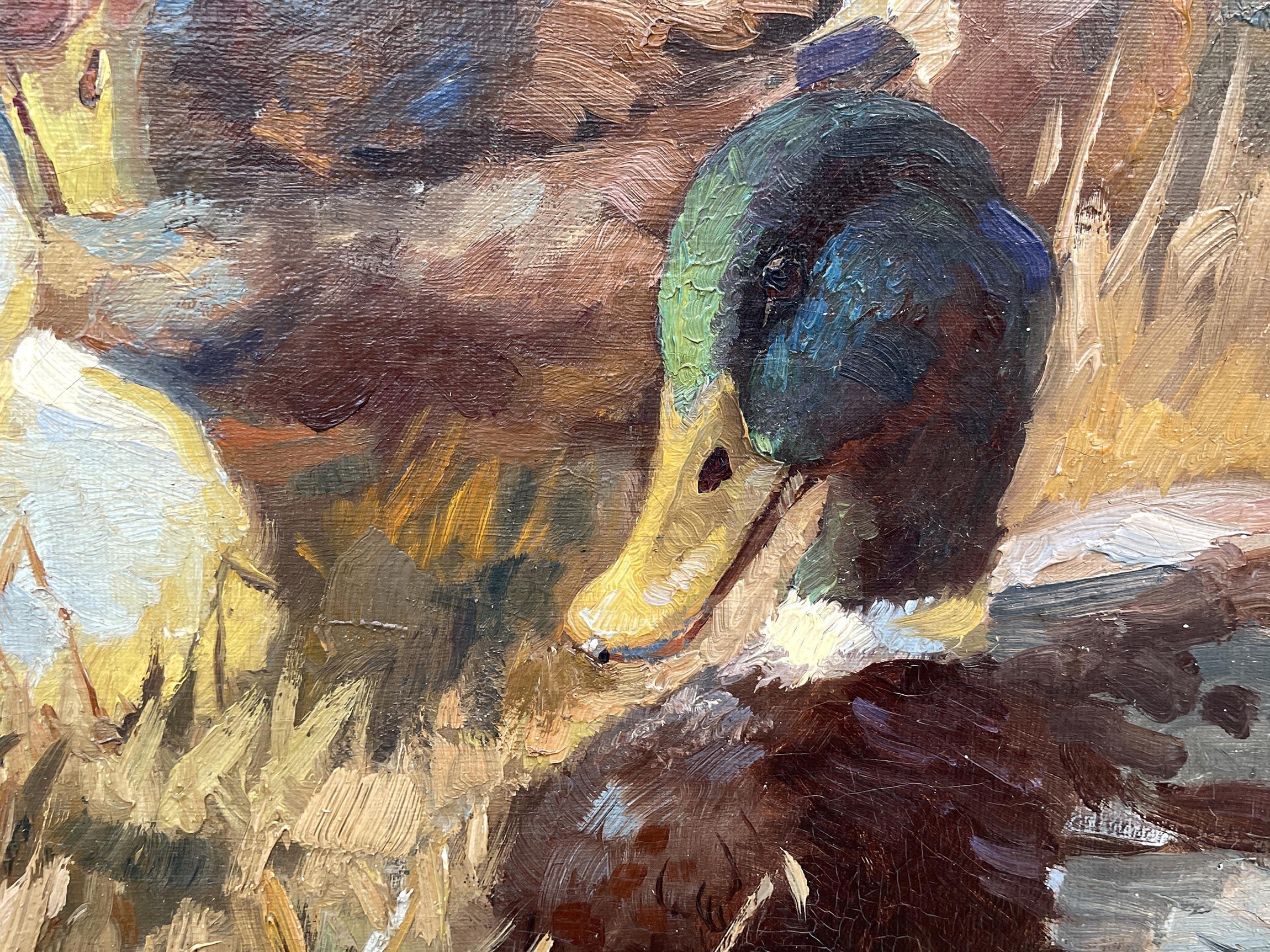 Ducks Oil on Canvas Painting by Keller-Kühne Josef  Woldemar For Sale 2