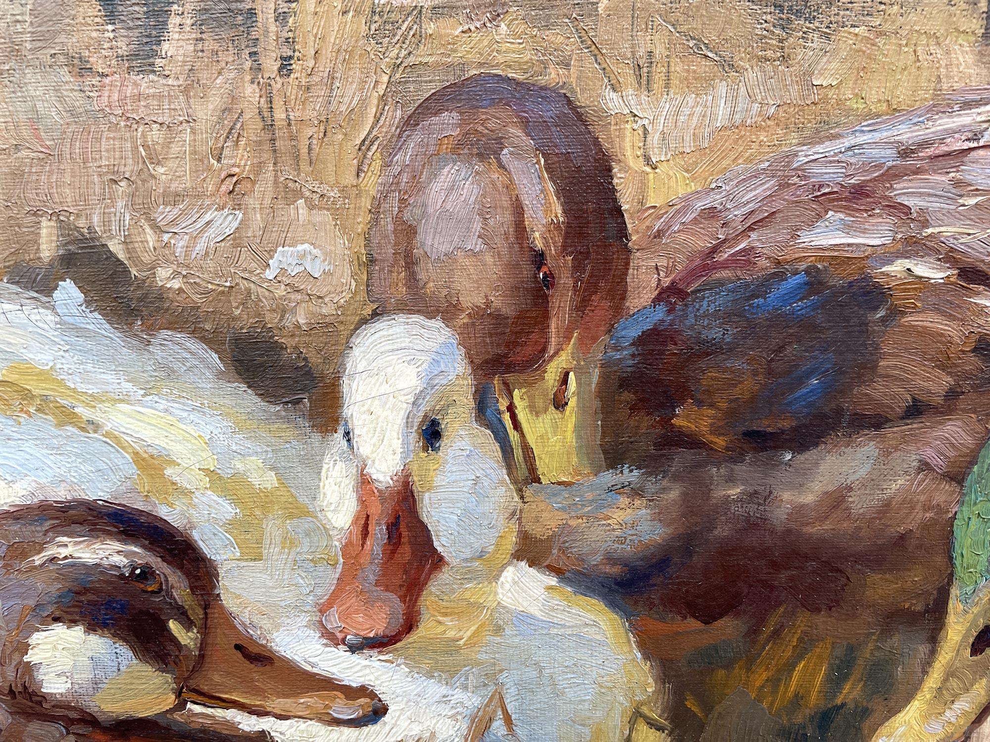 Ducks Oil on Canvas Painting by Keller-Kühne Josef  Woldemar For Sale 3