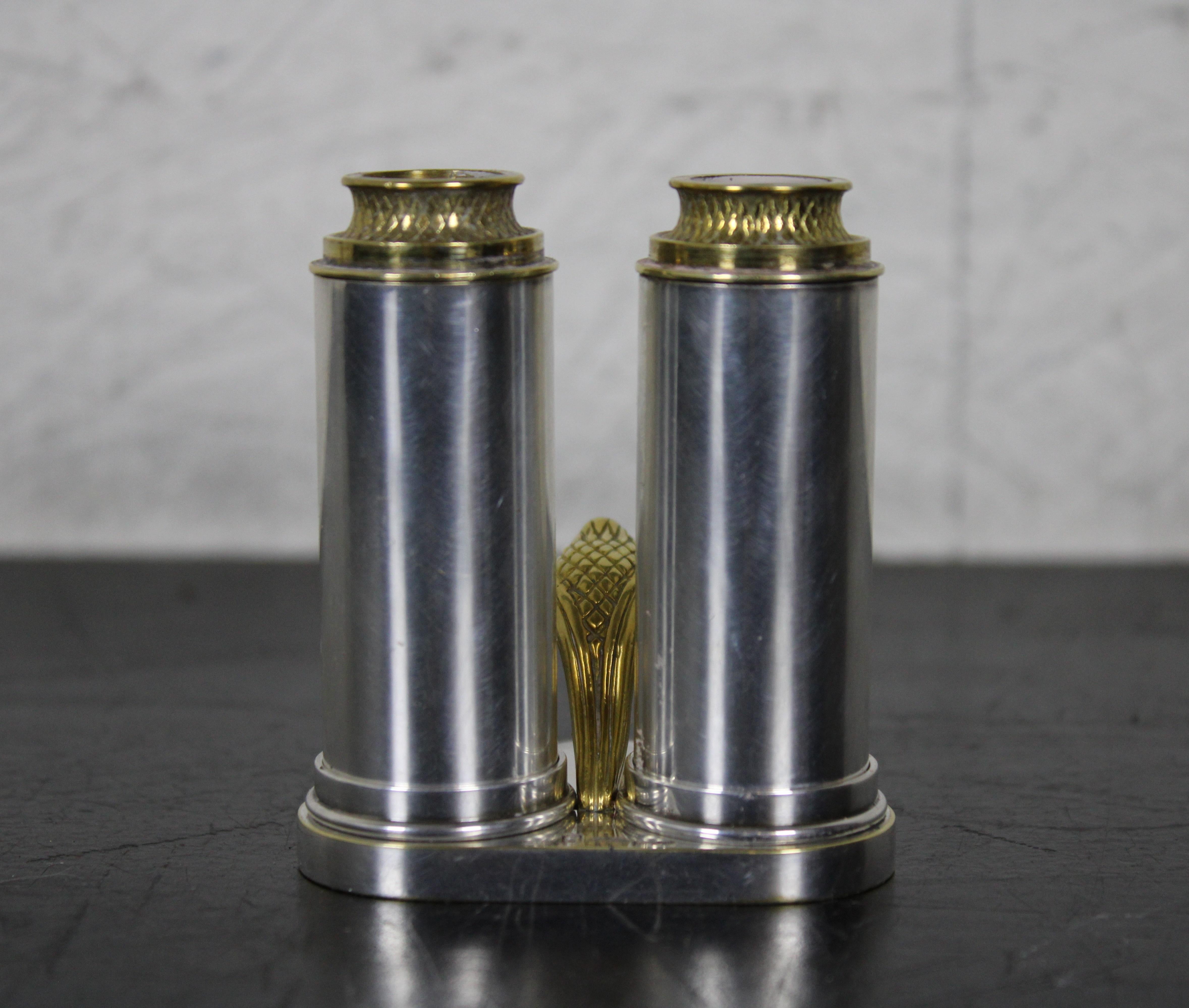 Dudek Swed Masters Sterling Silver & Brass Shabbat Travel Candlesticks Judaica For Sale 3