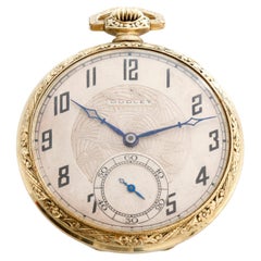 Montre de poche Dudley modèle Masonic en or jaune 14 carats à 3 poches