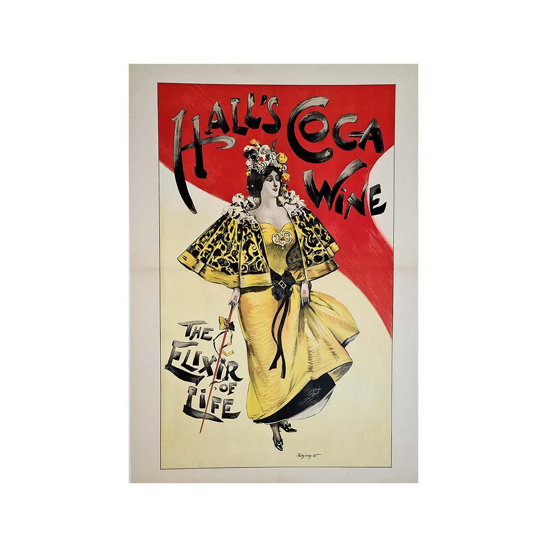 Originalplakat von Dudley Hardy für „Hall's Coca Wine – The Elixir of Life“, 1915  im Angebot 1