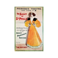 Antique Original poster of 1895 by Dudley Hardy: In view of St Paul's "The Panther"