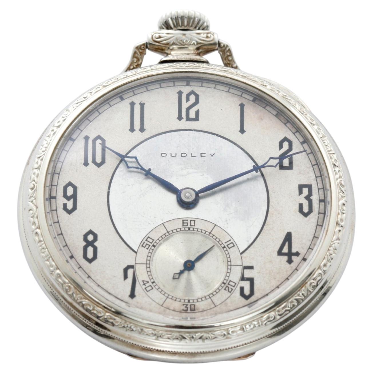 Dudley Masonic Model 2 Pocket Watch White Gold Filled Flip Back Exhibition Case.